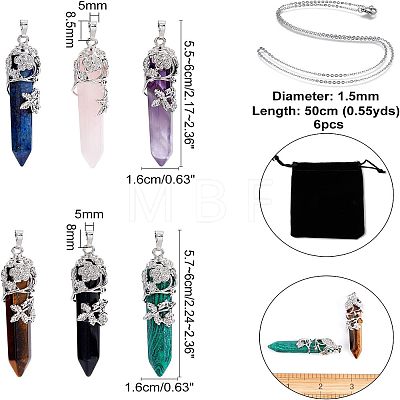  DIY 6 Colors Natural & Synthetic Gemstone Pendant Necklace Making Kits DIY-NB0005-04-1