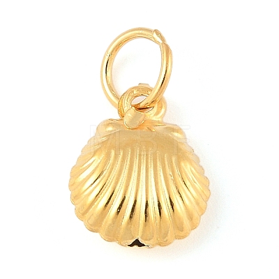 Fine Silver Sterling Silver Hollow Shell Shaped Charms with Jump Rings STER-R013-02G-1
