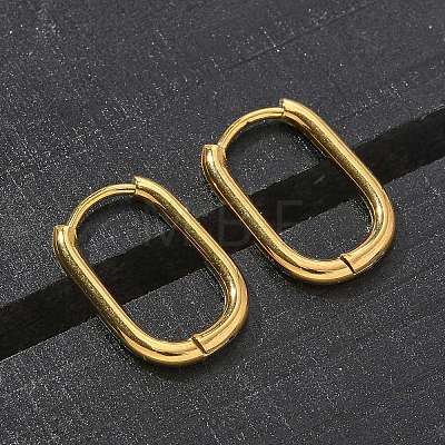Ion Plating(IP) 304 Stainless Steel Oval Hoop Earrings EJEW-M218-02A-G-1