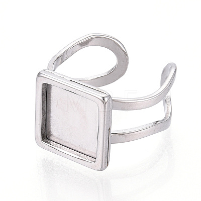 304 Stainless Steel Open Cuff Ring Components STAS-S080-041H-P-1