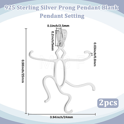 2Pcs Sterling Silver Pendant Cabochon Settings STER-BBC0009-46P-1