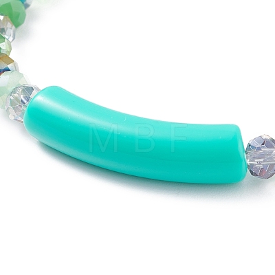 Round Glass Beaded Stretch Bracelet with Acrylic Tube BJEW-JB07983-1