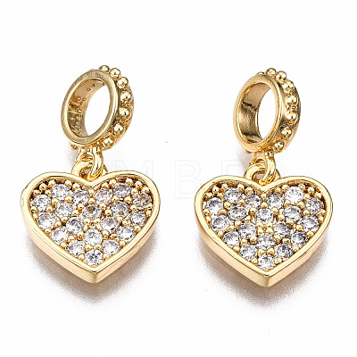 Brass Micro Pave Clear Cubic Zirconia Pendants KK-Q277-053-NF-1