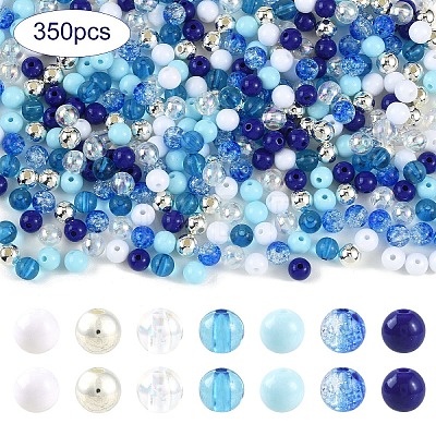 250Pcs 5 Styles Opaque Acrylic Beads MACR-YW0004-83B-1