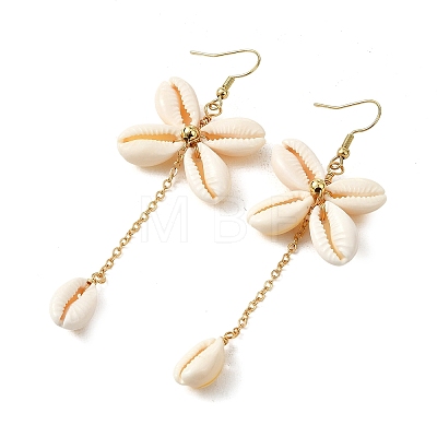 Natural Cowrie Shell Dangle Earrings EJEW-JE07285-1