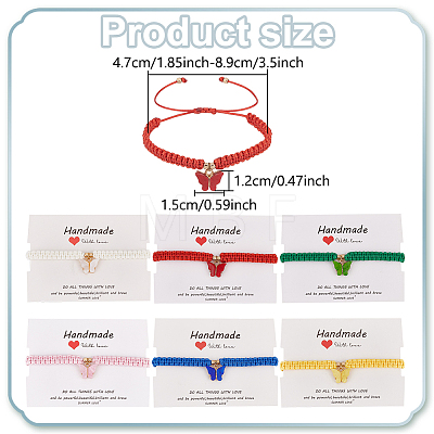 ANATTASOUL 7Pcs 7 Colors Alloy Acrylic Butterfly Charm Bracelets Set BJEW-AN0001-79-1