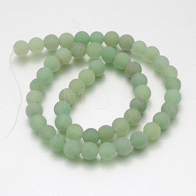 Frosted Round Natural Green Aventurine Bead Strands X-G-J338-05-8mm-1