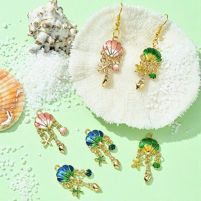 6Pcs 3 Colors Alloy Enamel Pendants ENAM-YW0003-79-1