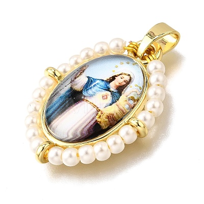 Rack Plating Brass Enamel Pendants KK-C056-07G-M-1