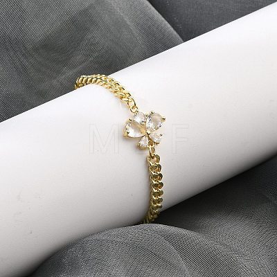 Brass Micro Pave Cubic Zirconia Link Bracelets BJEW-Z082-01G-02-1