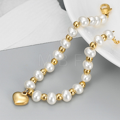 304 Stainless Steel & Imitation Pearl Charm Bracelets FS-WGF99C6-01-1