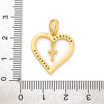 Brass Micro Pave Cubic Zirconia Pendants KK-U033-10G-02-1