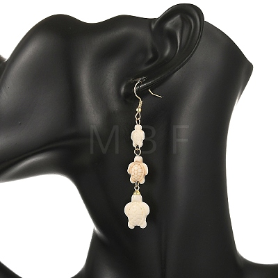Dyed Tortoise Synthetic Turquoise Dangle Earrings EJEW-JE07362-01-1