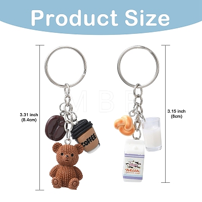 5Pcs Opaque Resin Keychains KEYC-YW00242-01-1