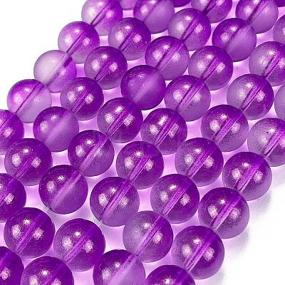 Frosted Transparent Glass Bead Strands GLAA-P065-10mm-15-1