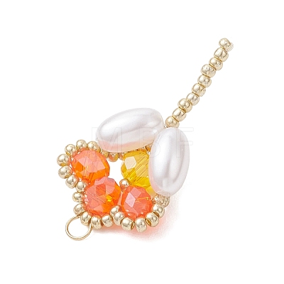 Glass Seed Beaded Tulip Pendants PALLOY-MZ01214-01-1