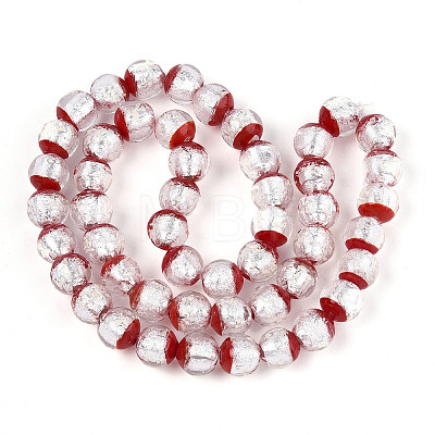 Luminous Handmade Lampwork Silver Foil Beads Strand FOIL-N029-03E-1