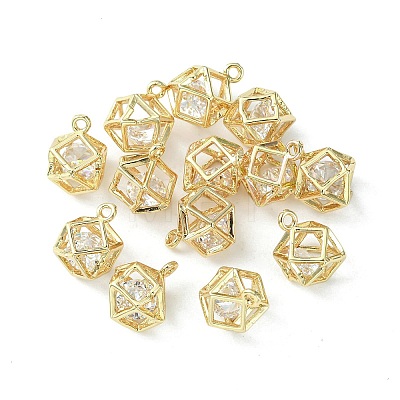 Brass Cubic Zirconia Charms KK-G462-55KCG-1