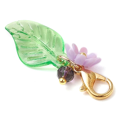 Leaf Acrylic & Flower Resin Pendant Decorations HJEW-JM02784-1