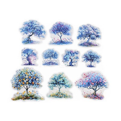 10Pcs 10 Styles Flower Tree Waterproof PET Stickers DIY-G121-03D-1