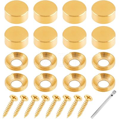 2 Sets Flat Round Brass Glass Standoff Pin Sets DIY-FH0005-02-1