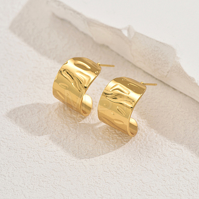 C-Shaped Stainless Steel Stud Earrings JF2048-1