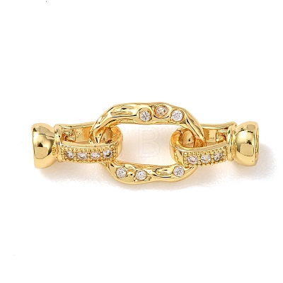 Brass Micro Pave Clear Cubic Zirconia Fold Over Clasps KK-D259-08A-G-1