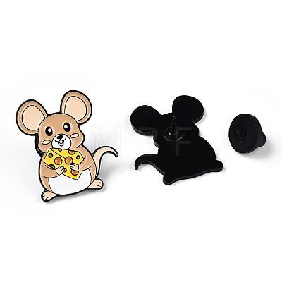 Mouse with Cheese Enamel Pin JEWB-I015-25EB-1