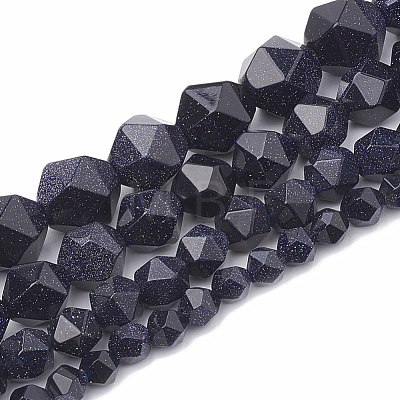 Synthetic Blue Goldstone Beads Strands G-S332-6mm-003-1