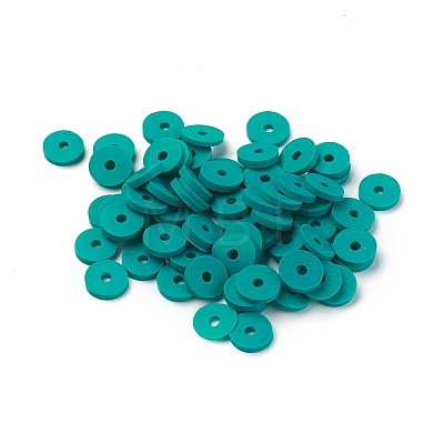 Flat Round Handmade Polymer Clay Beads CLAY-R067-6.0mm-07-1