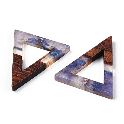Transparent Resin & Walnut Wood Pendants RESI-ZX017-42-1