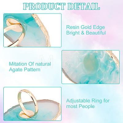 CHGCRAFT 5Pcs 5 Colors Adjustable Resin Platette Rings RJEW-CA0001-07-1