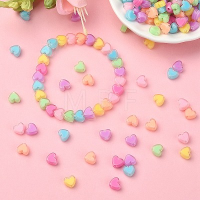 240Pcs 8 Colors Heart Acrylic Beads TACR-YW0001-92-1