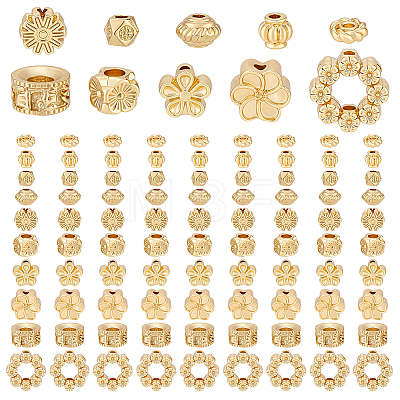 120Pcs 10 Styles Rack Plating Alloy Bead FIND-PH0038-12-1