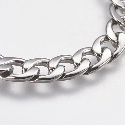 Men's 304 Stainless Steel Curb Chain Bracelets STAS-I075-49A-1