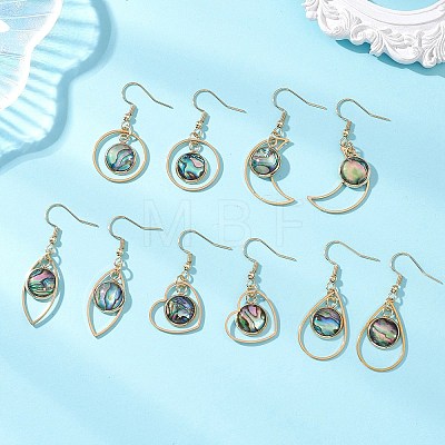 Paua Shell Dangle Earrings EJEW-JE06981-1