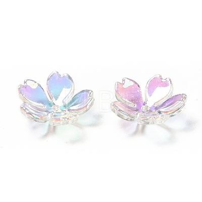 Transparent Acrylic Flower Bead Caps X-MACR-C009-13-1