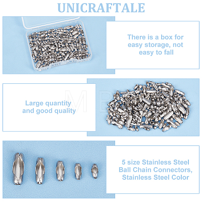Unicraftale 304 Stainless Steel Ball Chain Connectors STAS-UN0011-58P-1