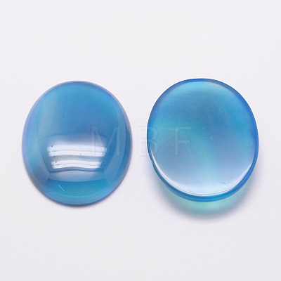 Dyed Oval Natural Blue Agate Cabochons G-K020-18x13mm-08-1