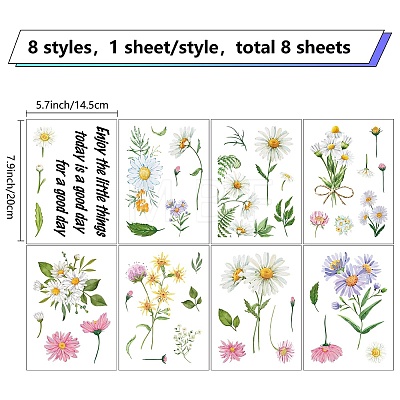 8 Sheets 8 Styles PVC Waterproof Wall Stickers DIY-WH0345-091-1