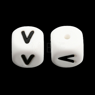 20Pcs White Cube Letter Silicone Beads 12x12x12mm Square Dice Alphabet Beads with 2mm Hole Spacer Loose Letter Beads for Bracelet Necklace Jewelry Making JX432V-1