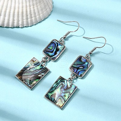 Brass Natural Abalone Shell Dangle Earrings EJEW-F388-01C-P-1