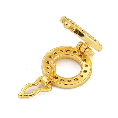 Rack Plating Round Ring Brass Micro Pave Clear Cubic Zirconia Twister Clasps KK-F876-09G-1