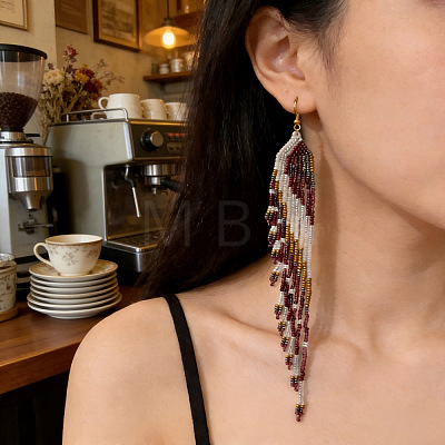 Bohemian Long Tassel Glass Seed Beaded Dangle Earrings for Women LS-IW9172-1-1