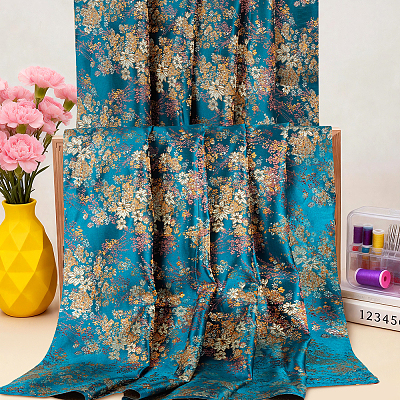 Chinese-style Flower Pattern Polyester Fabric for Clothing & Home Decor DIY-WH0622-735B-1