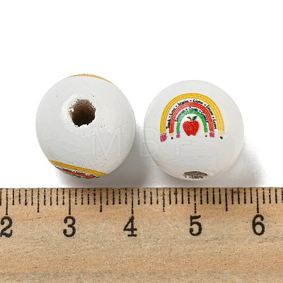 Printed Wood European Beads WOOD-L020-D06-1