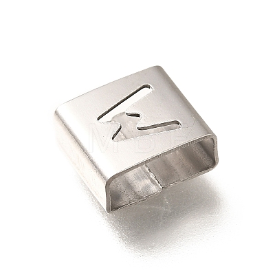 Letter Style 304 Stainless Steel Square Slide Charms STAS-L132-05W-1