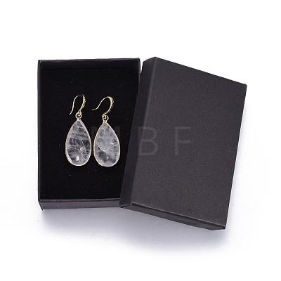Teardrop Natural Quartz Crystal Dangle Earrings EJEW-JE02998-02-1