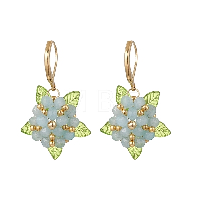 Valentine's Day Flower Natural Malaysian Jade & Glass Seed Beaded Leverback Earrings EJEW-MZ00700-03-1