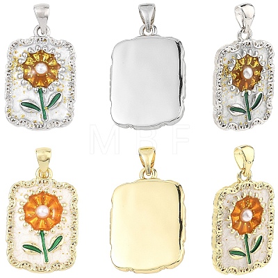 2Pcs 2 Colors Brass Enamel Pendants KK-YW0004-61-1